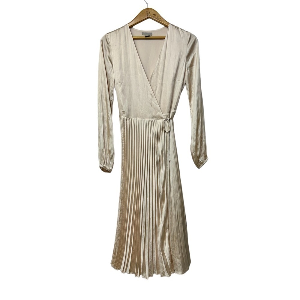 H&M Long Sleeve Pleated Wrap Maxi Dress Size‎ S